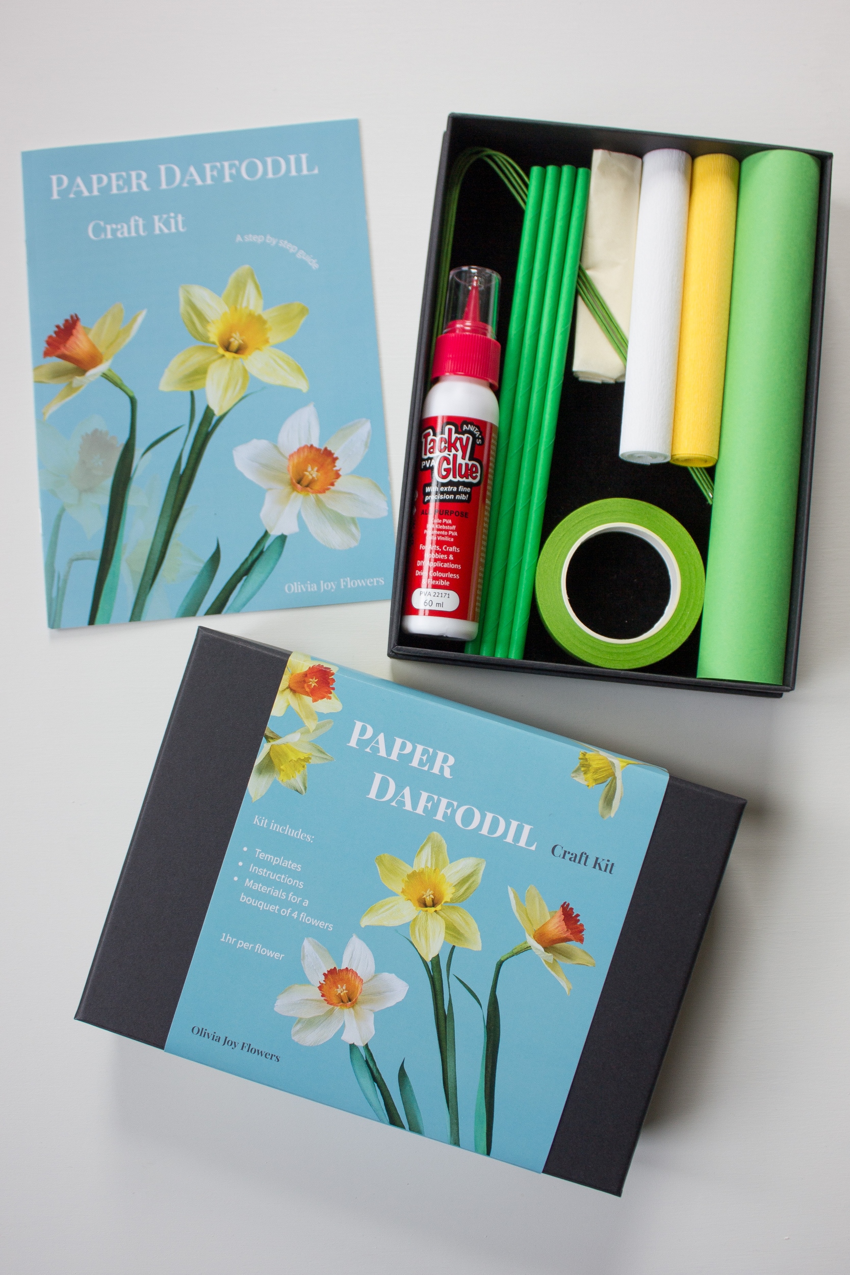 Paper daffodil craft kit and instructions